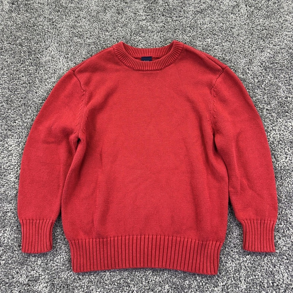 GAP Kids Sweater Kids 6-7 Red Crew Neck Knit Elbow Patch Pullover Casual